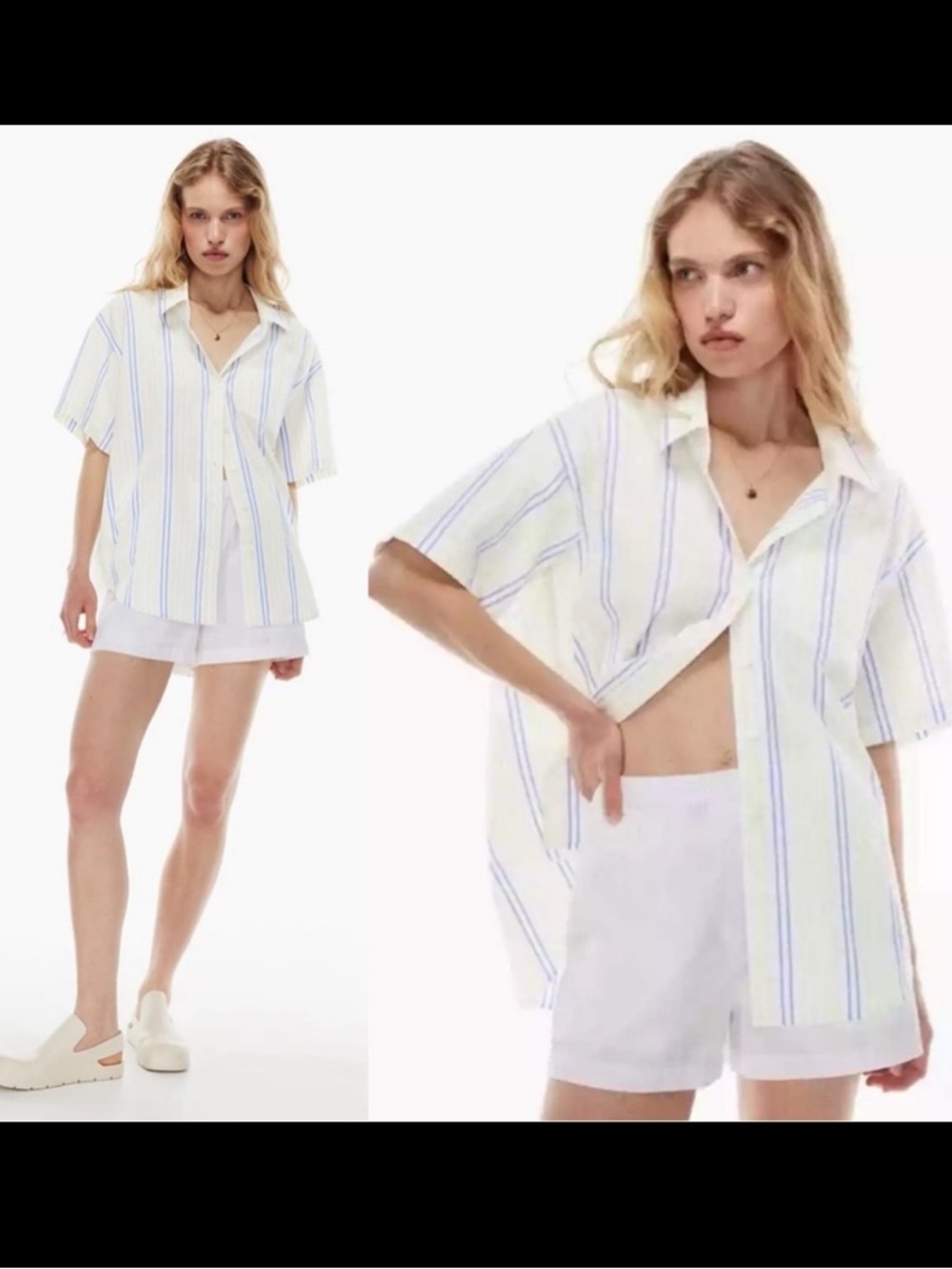 Aritzia Wilfred Free Cotton Oversized Short Sleeve Button Down Shirt